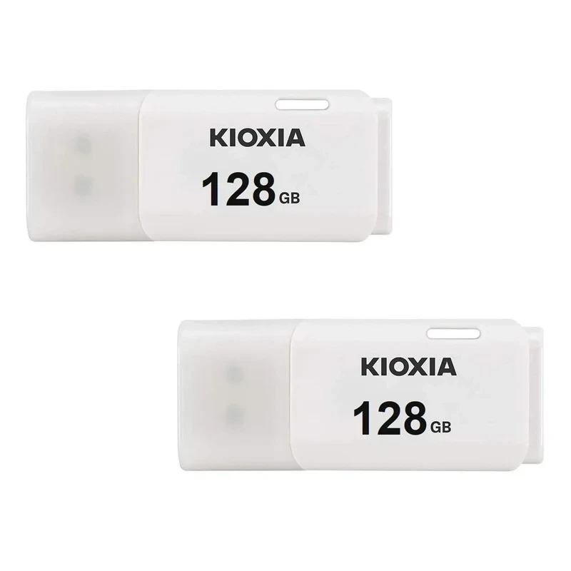 فلش مموری کیوکسیا مدل U202 ظرفیت 128 گیگابایت بسته دو عددی با رابط USB 2.0، مقاومت در برابر ضربه، طراحی ساده و ابعاد کوچک، مصرف انرژی پایین و قابلیت Plug & Play