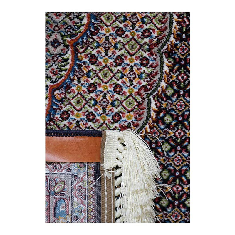 فرش ماشینی 700 شانه فرش هیوا زمینه سرمه‌ای حاشیه سرمه ای مدل ریز ماهی