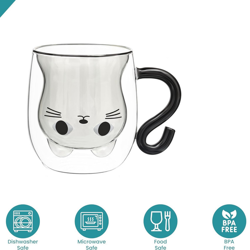 لیوان طرح دوجداره مدل گربه کد 1369n 100