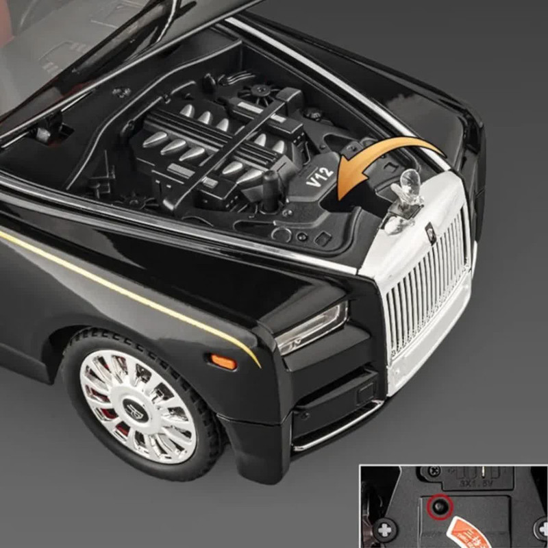 ماکت ماشین بازی ناب سل مدل رولزرویس سقف کهکشانی فلزی موزیکال کد  Rolls-Royce scale 1:18