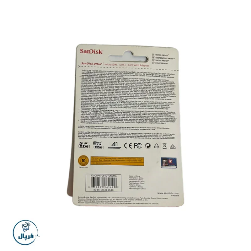 کارت حافظه microSDHC سن دیسک مدل Ultra A1 کلاس 10 استاندارد UHS-I سرعت 100MBps ظرفیت ۶۴ گیگابایت به همراه آداپتور SD