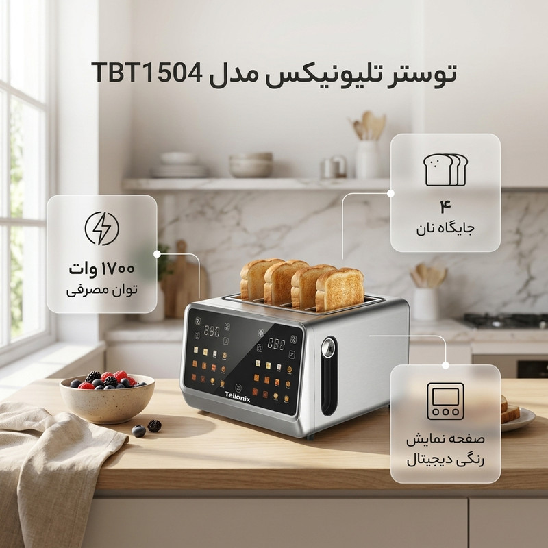 توستر ۴ اسلایس تلیونیکس مدل TBT1504