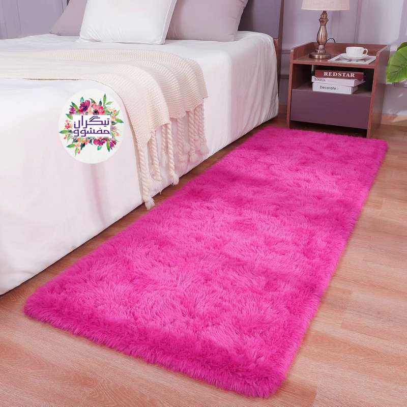 فرش ماشینی 1200 شانه تیگران مفشوو زمینه سرخابی حاشیه سرخابی مدل Magenta طرح خز پرزبلند