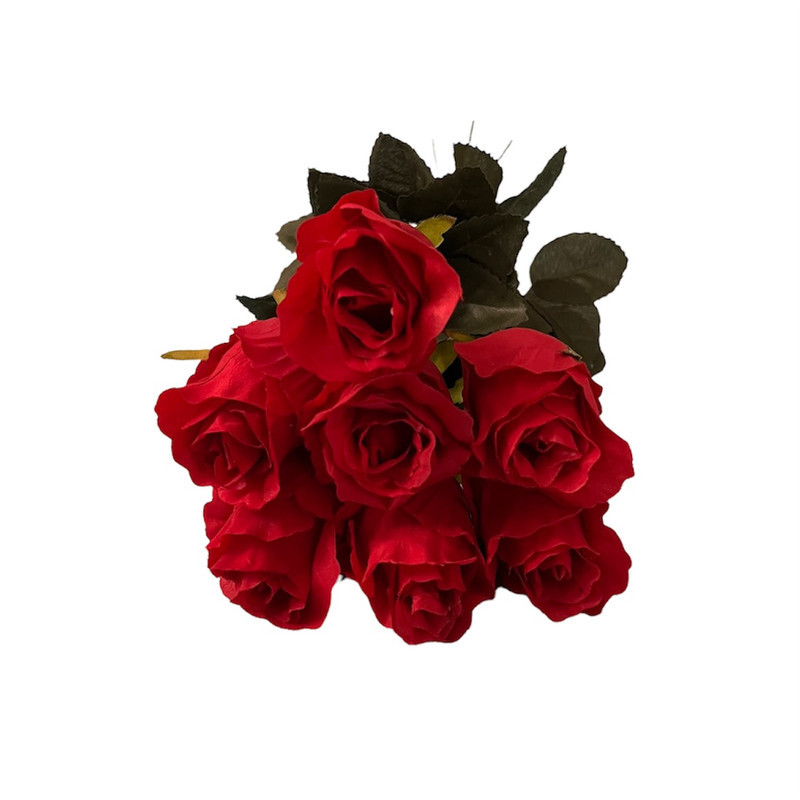 گل مصنوعی رز هلندی پارچه ای قابل شستشو، بسته 7 عددی، با طول شاخه 45 سانتی‌متر و عرض سرگل 5 سانتی‌متر