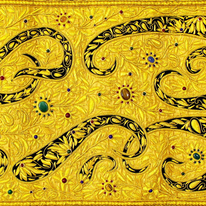 فرش جواهر دستبافت زرموند یک متری مدل Paisley کد 2