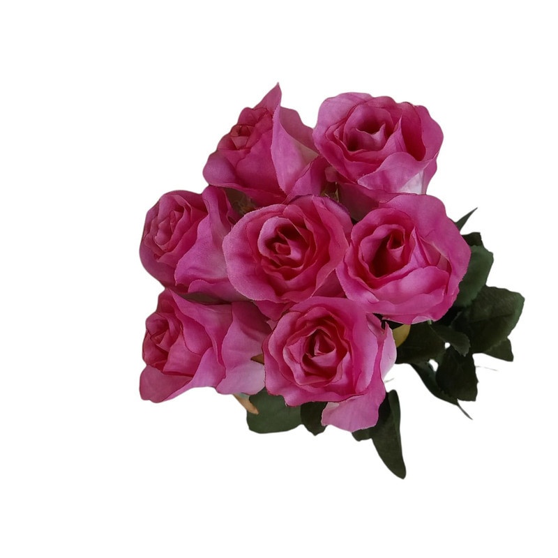 گل مصنوعی رز هلندی پارچه ای قابل شستشو، بسته 7 عددی، با طول شاخه 45 سانتی‌متر و عرض سرگل 5 سانتی‌متر