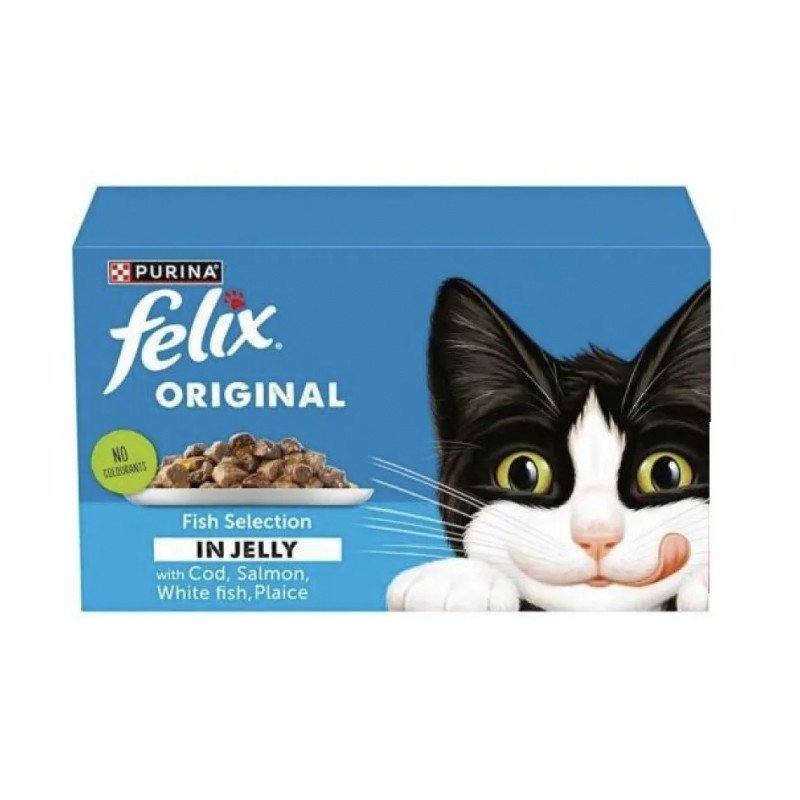 پوچ گربه بالغ فلیکس مدل Fish Selection in Jelly طعم ماهی بسته 12 عددی