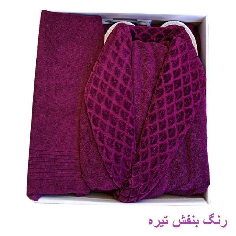 سرویس حوله پالتویی ۳ تکه هنرمند مدل AJORI سایز ۱۲۵