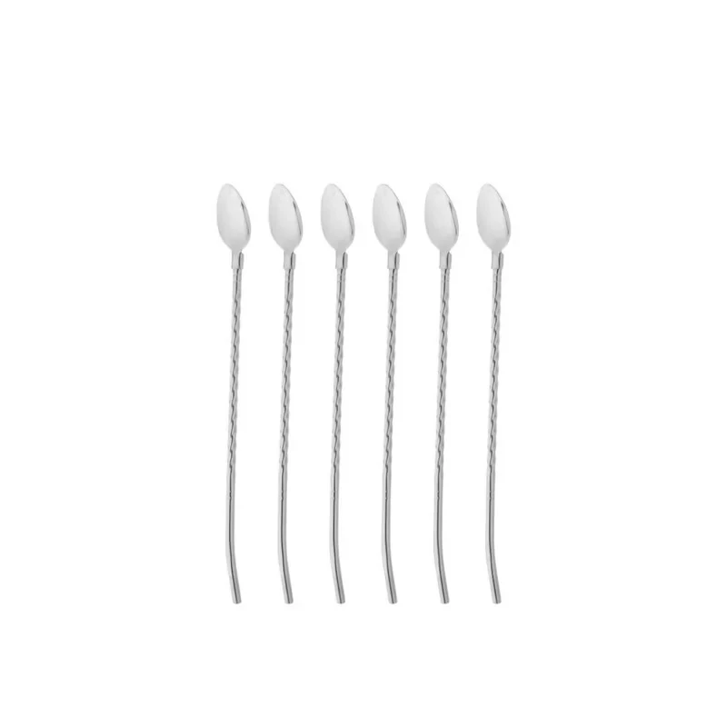 قاشق شربت خوری مدل نی دار کد FG38 مجموعه 6 عددی
