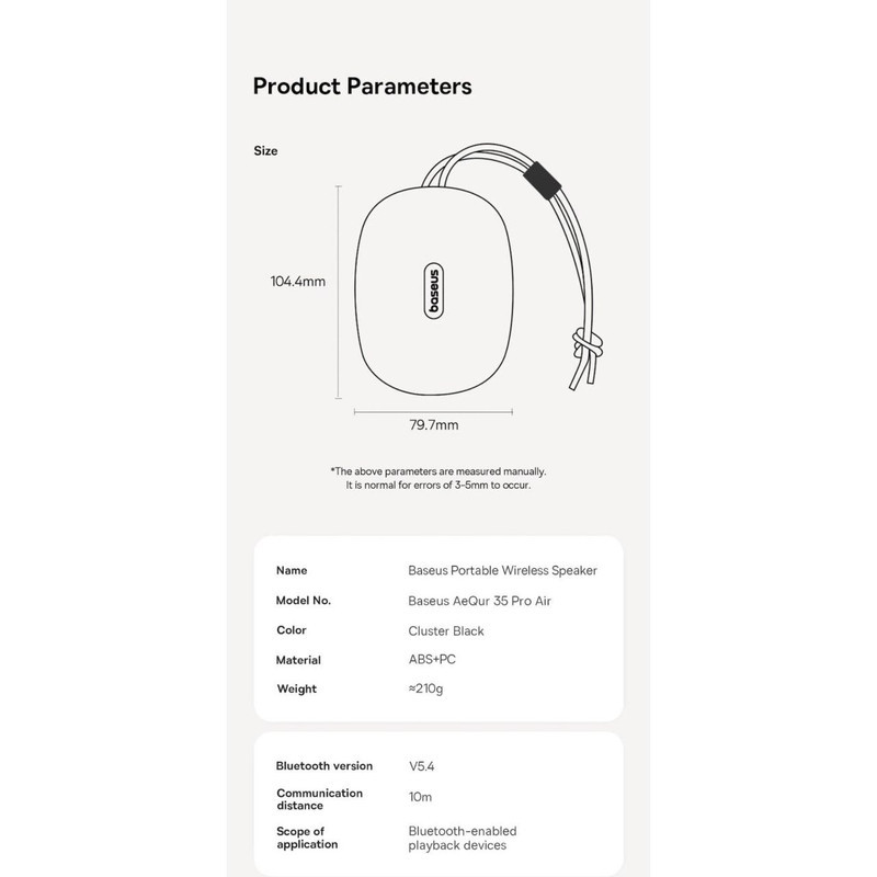 اسپیکر بلوتوثی قابل حمل بیسوس مدل AeQur 35 Pro
