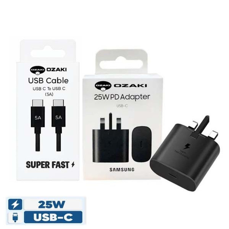 شارژر دیواری 25 وات اوزاکی مدل EP-Galaxy به همراه کابل USB-C