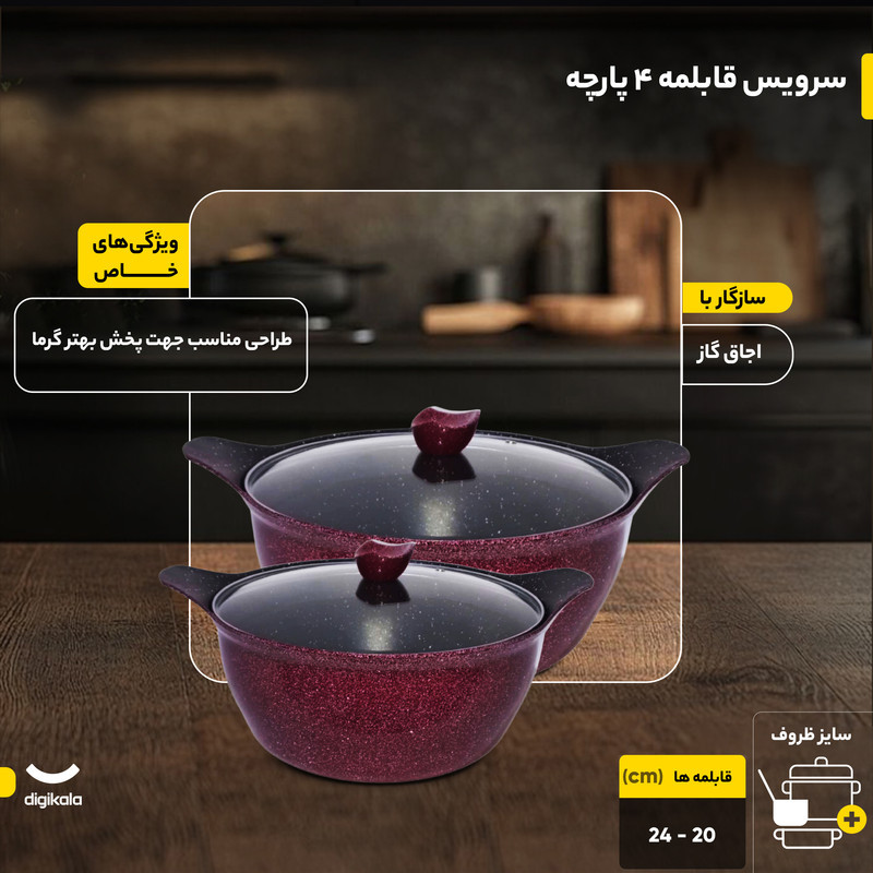 سرویس قابلمه 4 پارچه مدل Best