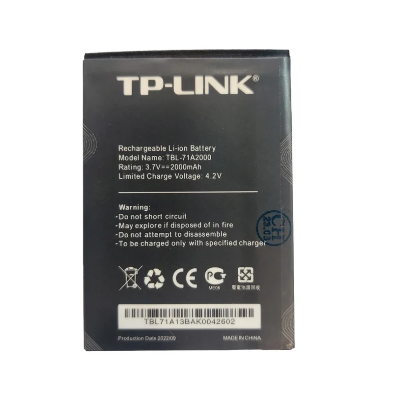 باتری لیتیومی تی پی-لینک مدل TBL-71A2000 ظرفیت 2000 میلی آمپر مناسب برای مودم قابل حمل تی پی لینک M7200M7300M7000M5250M5350