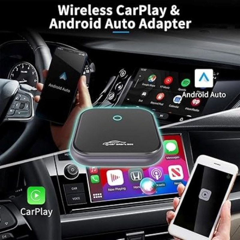 کارپلی و اندروید اتو مدل 2in1 wireless adapter به همراه کابل USB به USB-C و کابل USB-C