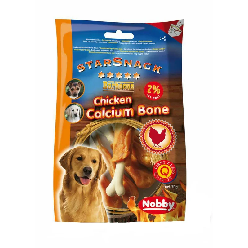 تشویقی سگ نوبی مدل chicken calcium bone وزن 70 گرم