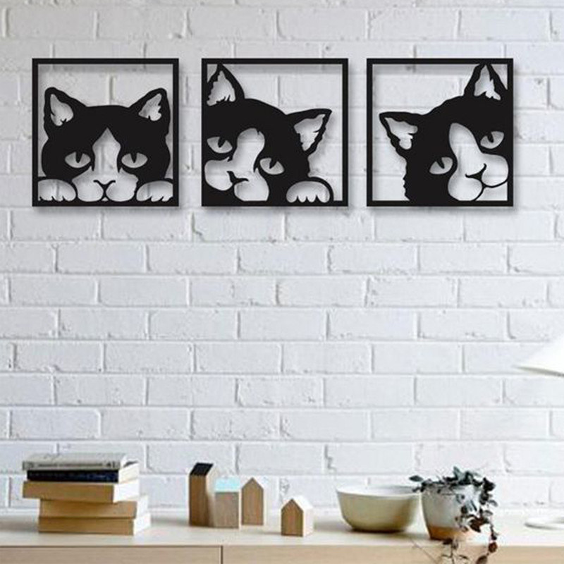 دیوارکوب گالری مجنون مدل گربه مجموعه 3 عددی