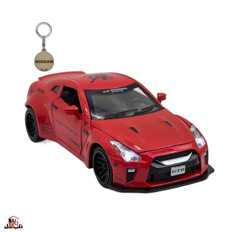 ماکت ماشین ناب سل مدل نیسان جی تی آر فلزی موزیکال چراغدار اسپرت NISSAN GTR SPORT به همراه جاسوییچی