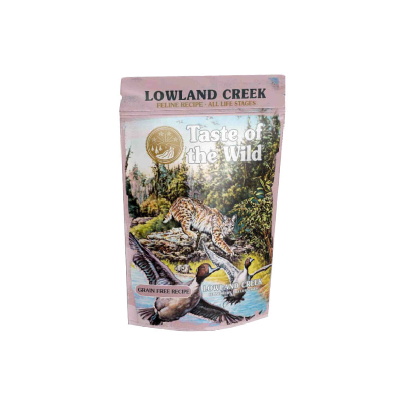 پوچ گربه بالغ تیست آف ویلد مدل Lowland Creek Chunks in Gravy طعم مرغ و گوشت پرندگان وزن ۸۵ گرم