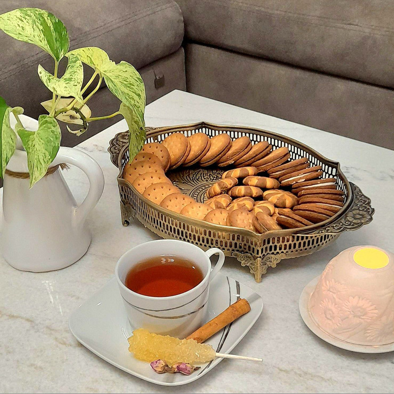 سینی دسته دار دیانا مدل دلبر سایز 28×21 سانتی متر