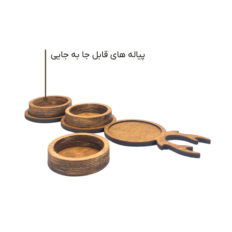 اردوخوری مدل چوبی کد OD22 مجموعه 3 عددی به همراه سینی
