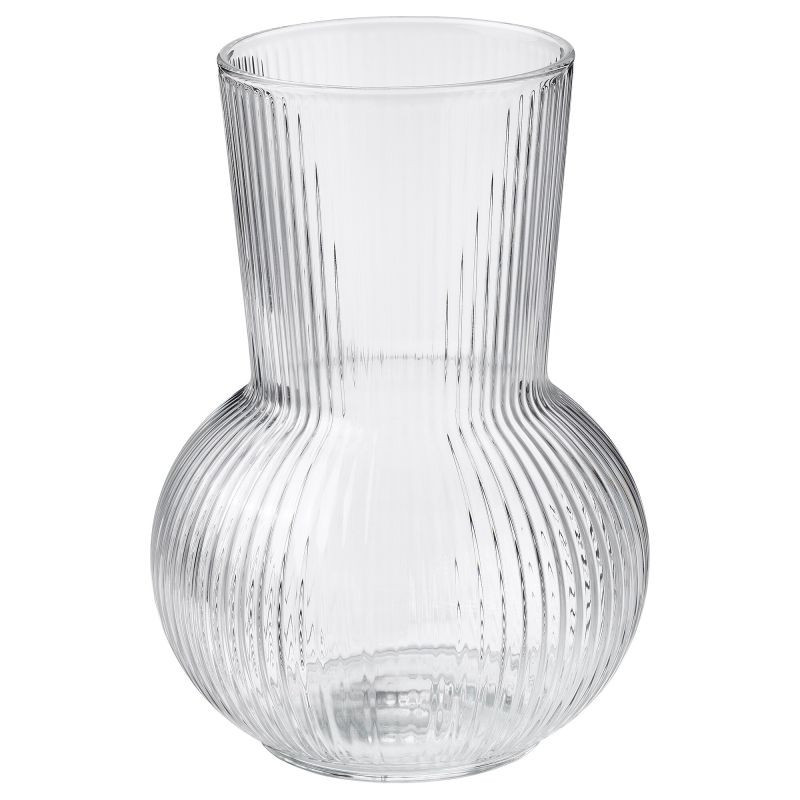 گلدان شیشه‌ای دکوری با ارتفاع 17 سانتی‌متر و عرض 12 سانتی‌متر، وزن 500 گرم، مناسب تزئین منزل و محل کار