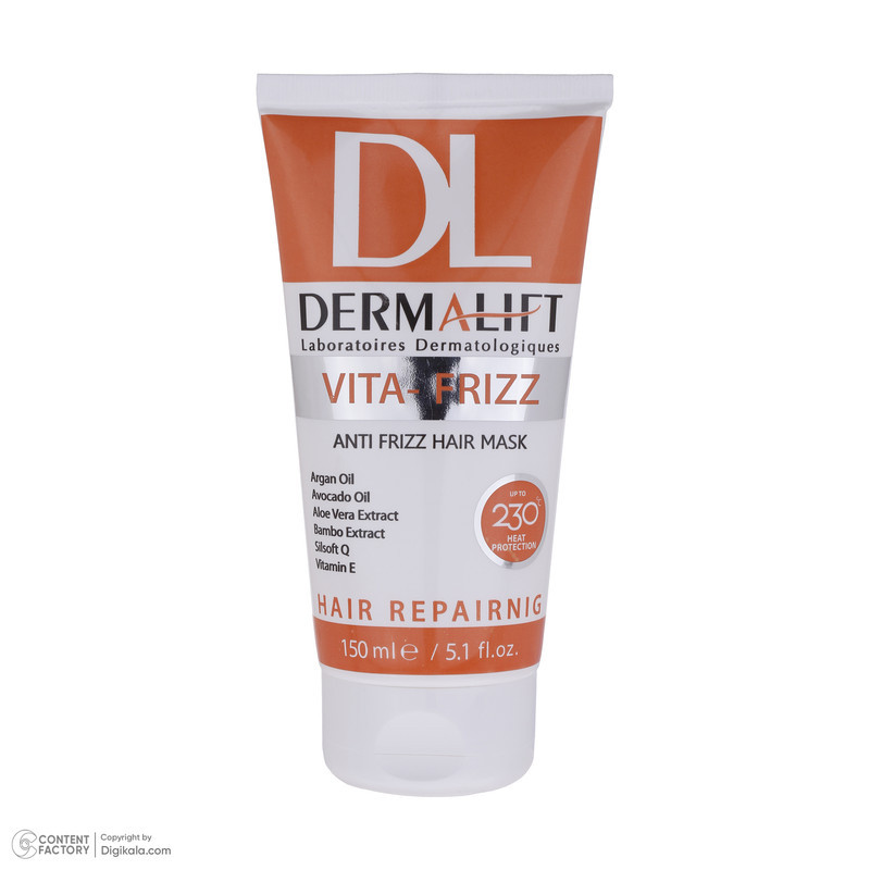 ماسک مو درمالیفت مدل VITA-FRIZZ مناسب برای موهای وزدار حجم 150 میلی لیتر
