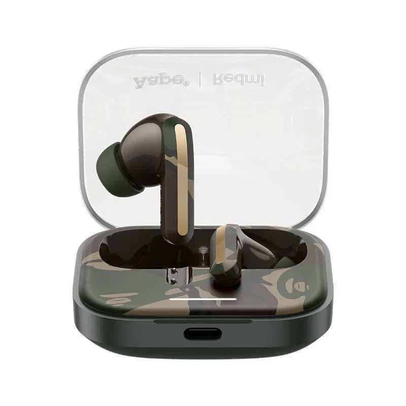 هدفون بلوتوثی شیائومی مدل Redmi Buds 5 با نویز کنسلینگ فعال (ANC)، درگاه شارژ USB Type-C، دارای نشانگر روی محفظه شارژ