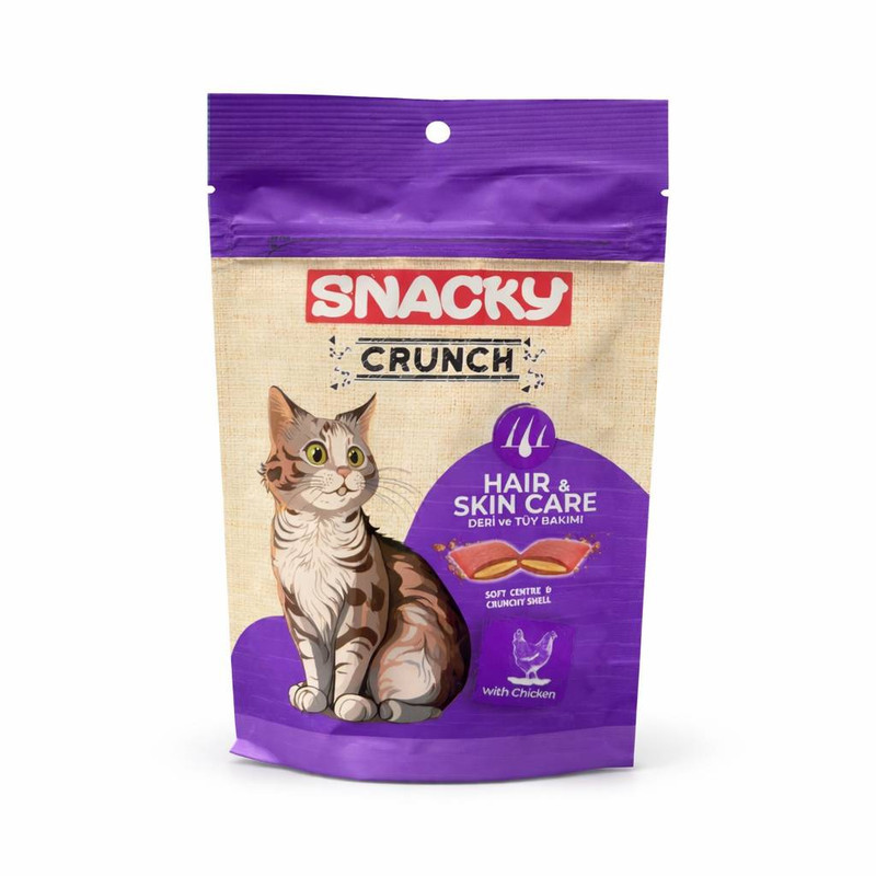 تشویقی گربه اسنکی مدل Crunch طعم مرغ و ماهی وزن 240 گرم مجموعه 4 عددی