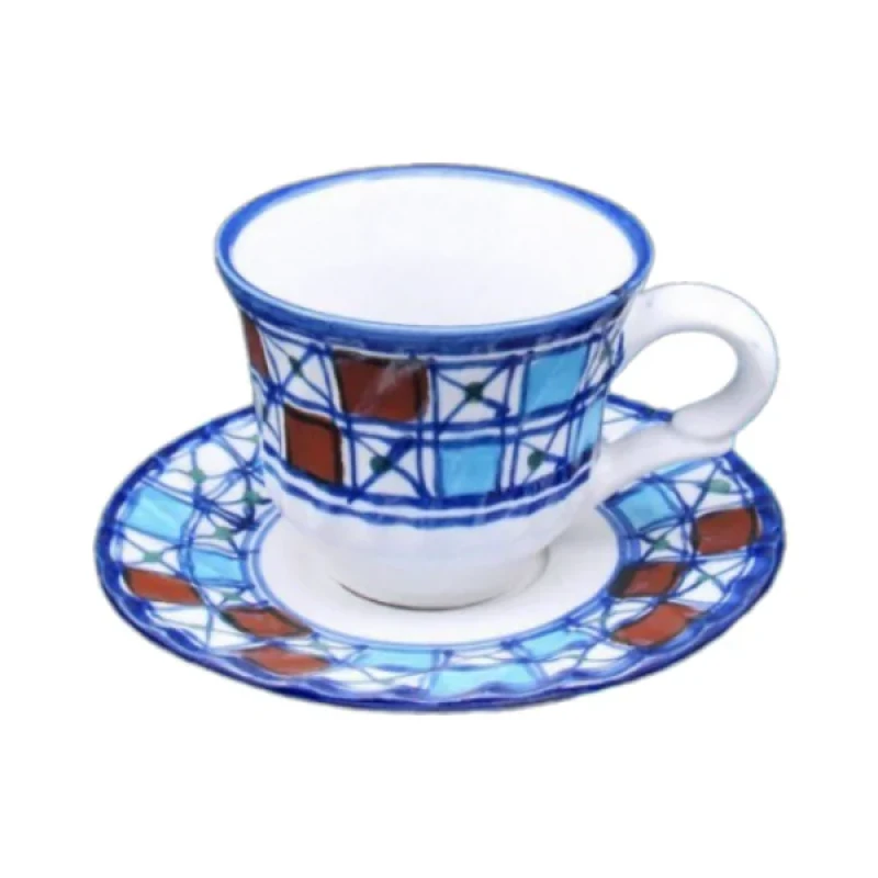 ست فنجان و نعلبکی 12 پارچه مدل شطرنجی