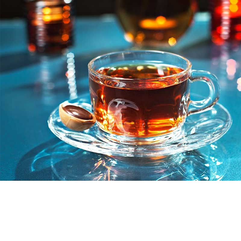 ست فنجان و نعلبکی 12 پارچه بلور کاوه مدل عینکی کد 1369