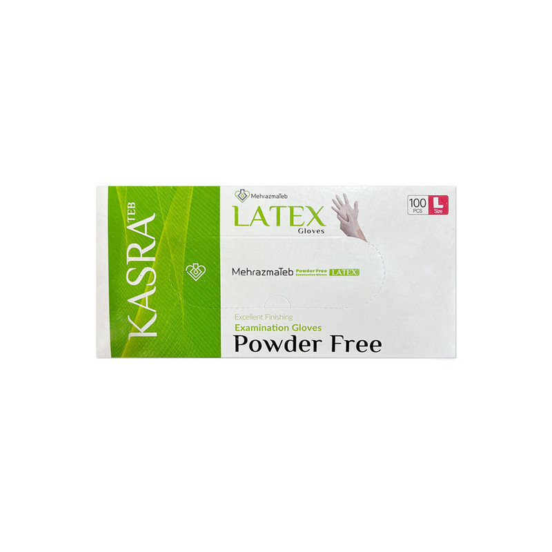دستکش لاتکس کسری طب مدل Excellent Finishing سایز L بسته 100 عددی