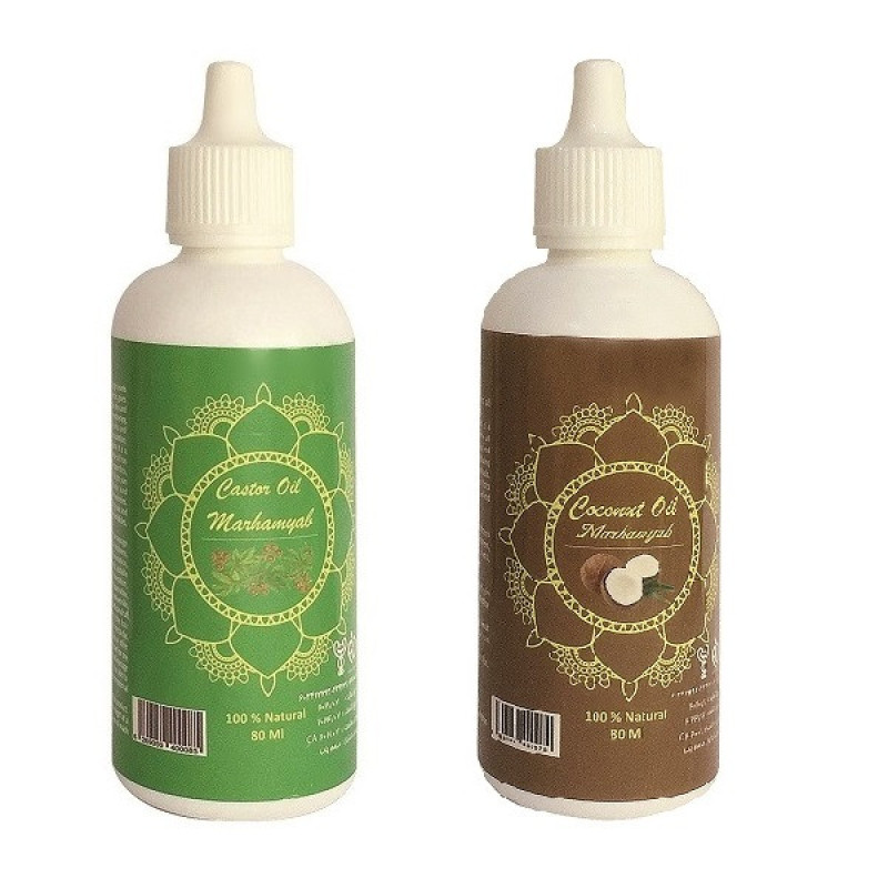روغن تقویت کننده ناخن مرهم یاب مدل نارگیل و کرچک حجم  80 میلی لیتر مجموعه 2 عددی