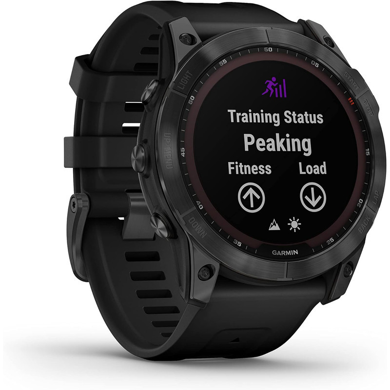 ساعت هوشمند گارمین مدل Fenix 7x SOLAR دارای قابلیت های صفحه نمایش لمسی , کنترل موسیقی (Music Player) , کنترل سطح اکسیژن خون، بند سیلیکون