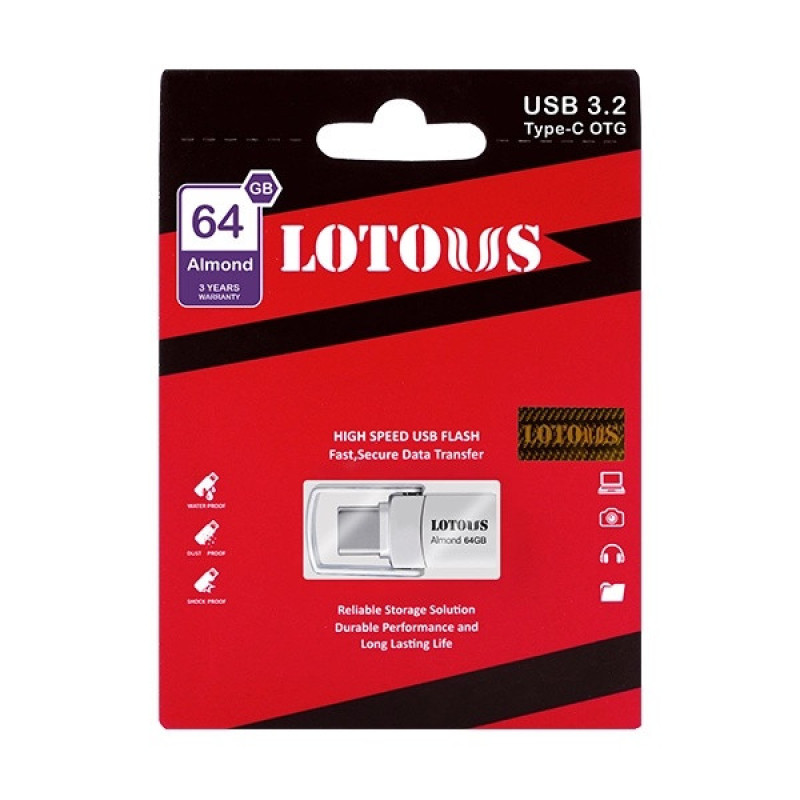 فلش مموری لوتوس مدل Almond ظرفیت 64گیگابایت بارابط Usb3.2