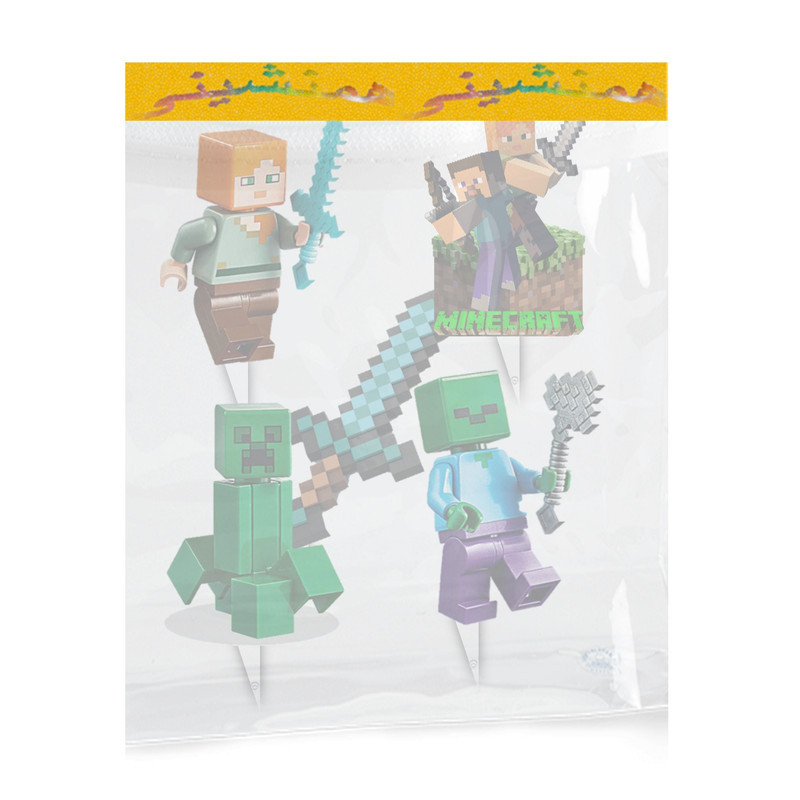 تاپر تزئینی کیک و کاپ کیک مدل ماینکرافت مجموعه 5 عددی