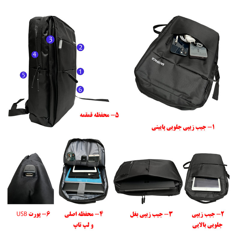 کوله پشتی لپ تاپ بک پک مدل A02 مناسب برای لپ تاپ 13.1 تا 14 اینچی