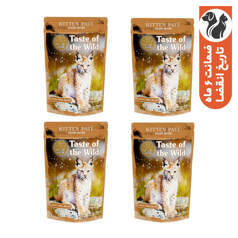پوچ بچه گربه تیست آف د وایلد مدل Feline Recipe Kitten Pate طعم مرغ بسته 4 عددی