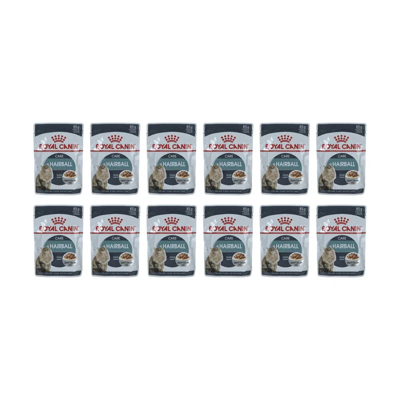 پوچ گربه رویال کنین مدل Hairball بسته 12 عددی وزن 85 گرم