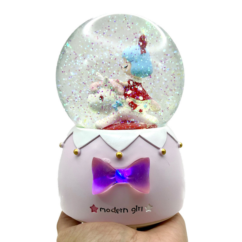 گوی موزیکال مدل پمپی modern girl طرح دختر و اسب شاخدار کد PAB7663