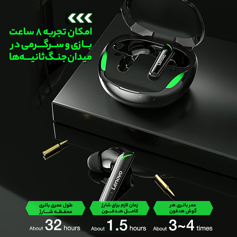 هدفون مخصوص بازی بلوتوثی لنوو مدل FAT XT92 QAZ