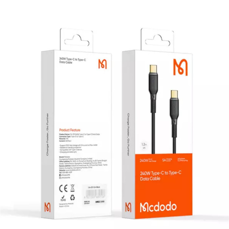 کابل تبدیل USB-C مک دودو مدل CA-3310 240w طول 1.2 متر