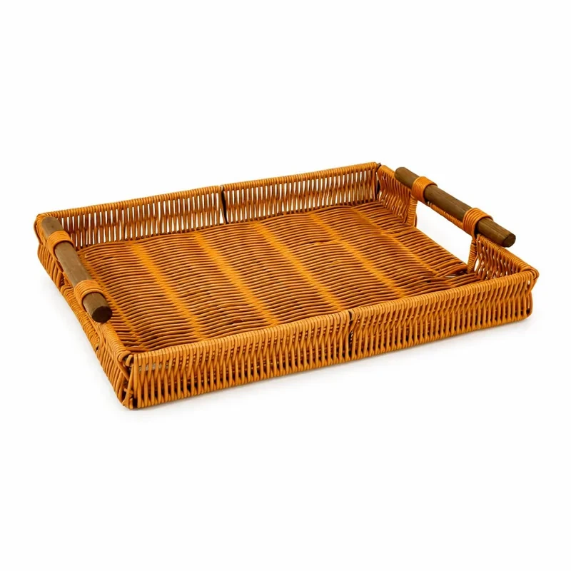 سینی دسته دار جایا مدل بافت و چوب سایز 40*20 سانتی متر