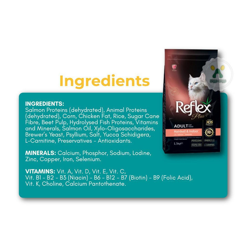 غذای خشک گربه رفلکس پلاس مدل Hairball & Indoor وزن 1.5 کیلوگرم