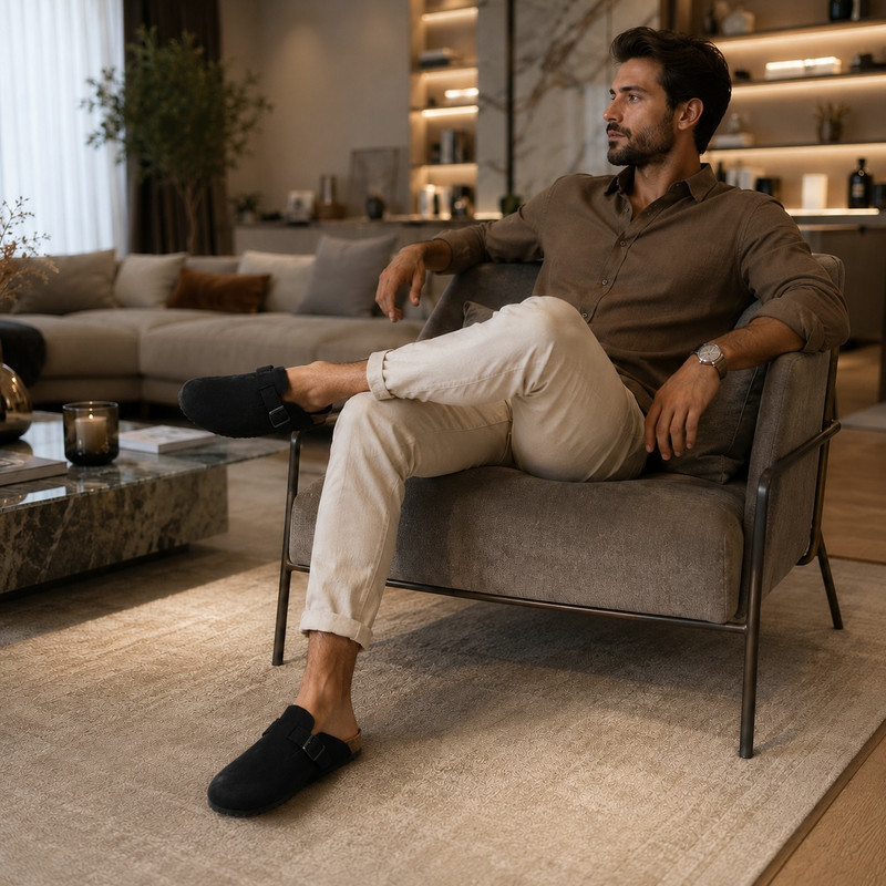 صندل مردانه تاون لند مدل بیرکن چرم طبیعی