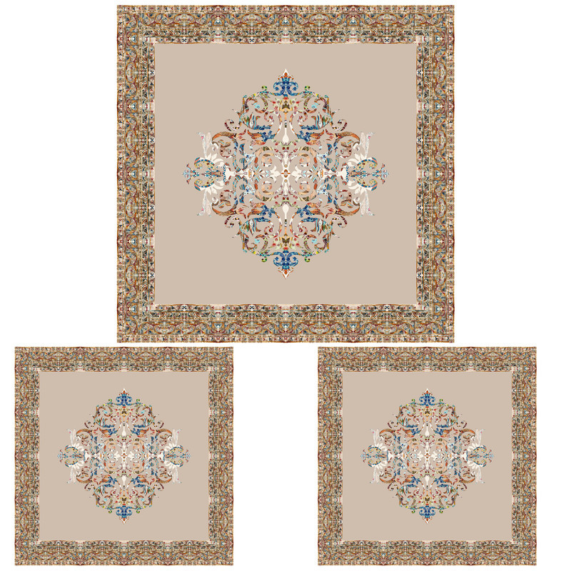 ست رومیزی سه تکه مربع طرح آبرنگ کد 9946.3
