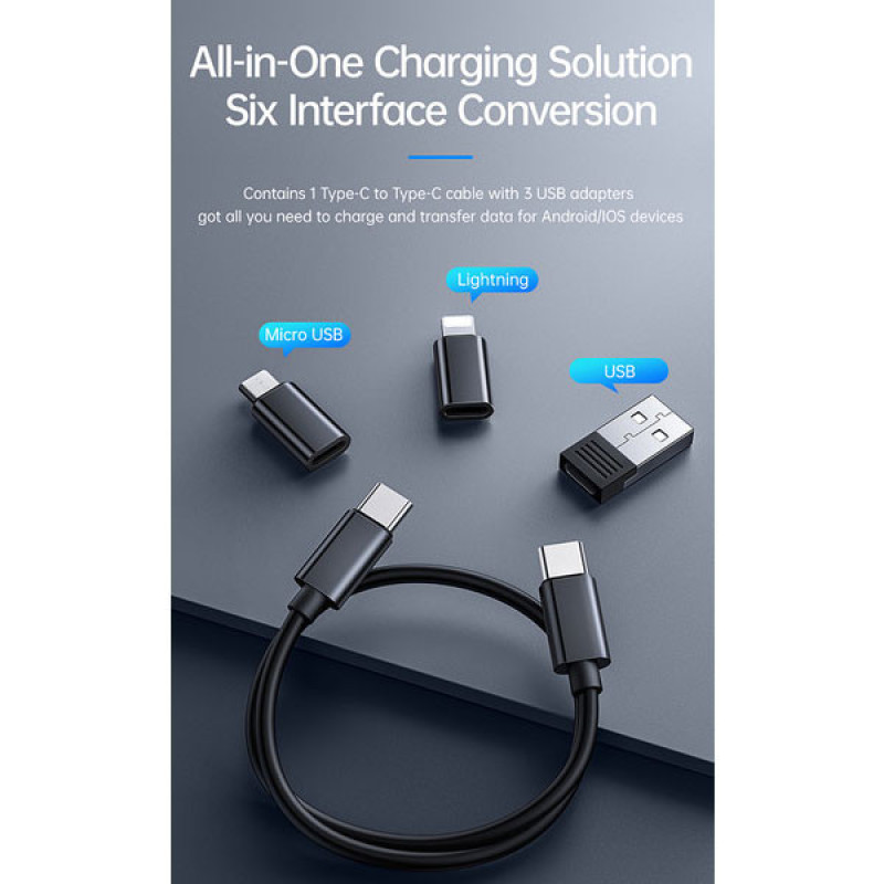 کابل تبدیل USB-CUSB به لایتنینگUSB-CMicroUSB مک‌دودو مدل WF-1720 طول 0.3 متر