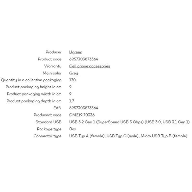 هاب 4 پورت USB-C یوگرین مدل UG-70336