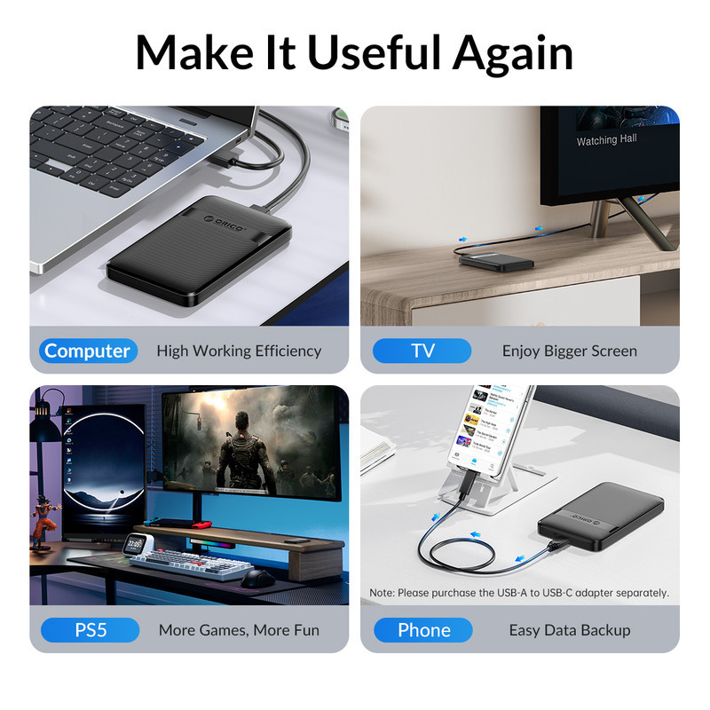 قاب هارددیسک اکسترنال 2.5 اینچی usb-C اوریکو مدل 2577C3-V1