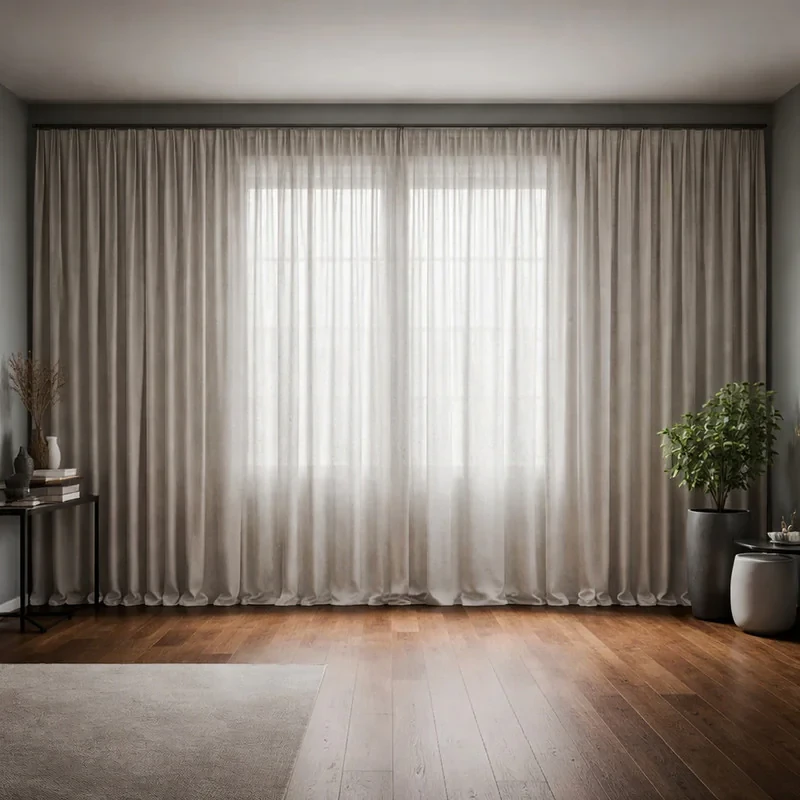 پرده تیکو دکو مدل دوخت ساده حریرکتان ژاکارت طرح محو سایز 280 × 800 سانتی‌متر