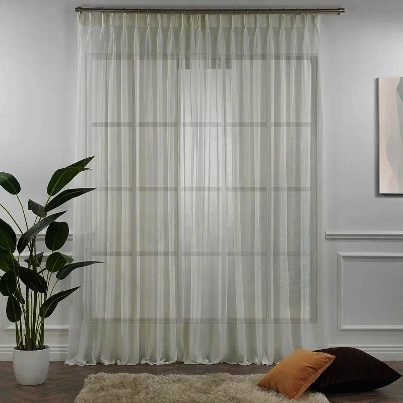 پرده تیکو دکو مدل کتان تور دوخت ساده سایز 280x300 سانتی‌متر